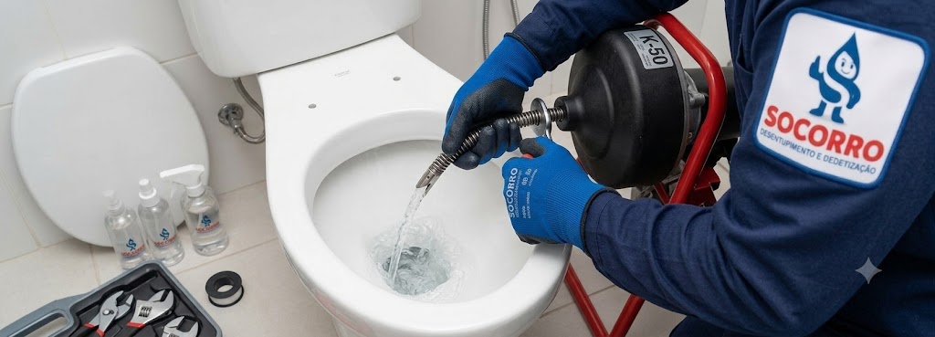Profissional realizando Desentupidora de Vasos Sanitários em Joinville