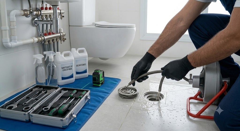 Profissional realizando Desentupidora em Araquari SC