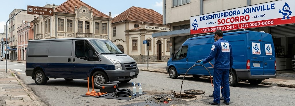 Profissional realizando Desentupidora no Centro de Joinville