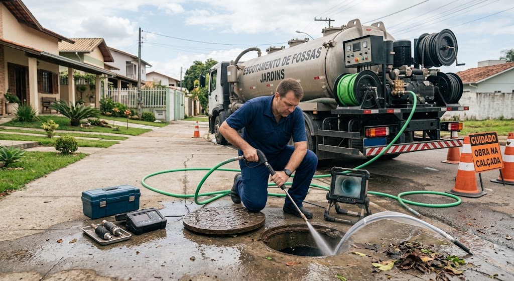 Profissional realizando Desentupidora no Bairro Paranaguamirim em Joinville