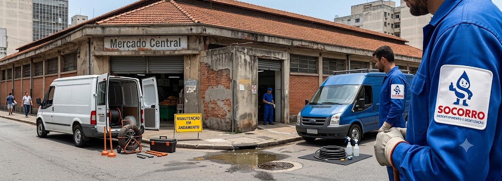 Profissional realizando Desentupimento e Manutenção Preventiva para Comércios e Empresas em Joinville